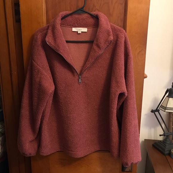 Pink fleece cropped sweatshirt from Loft - Picture 1 of 7